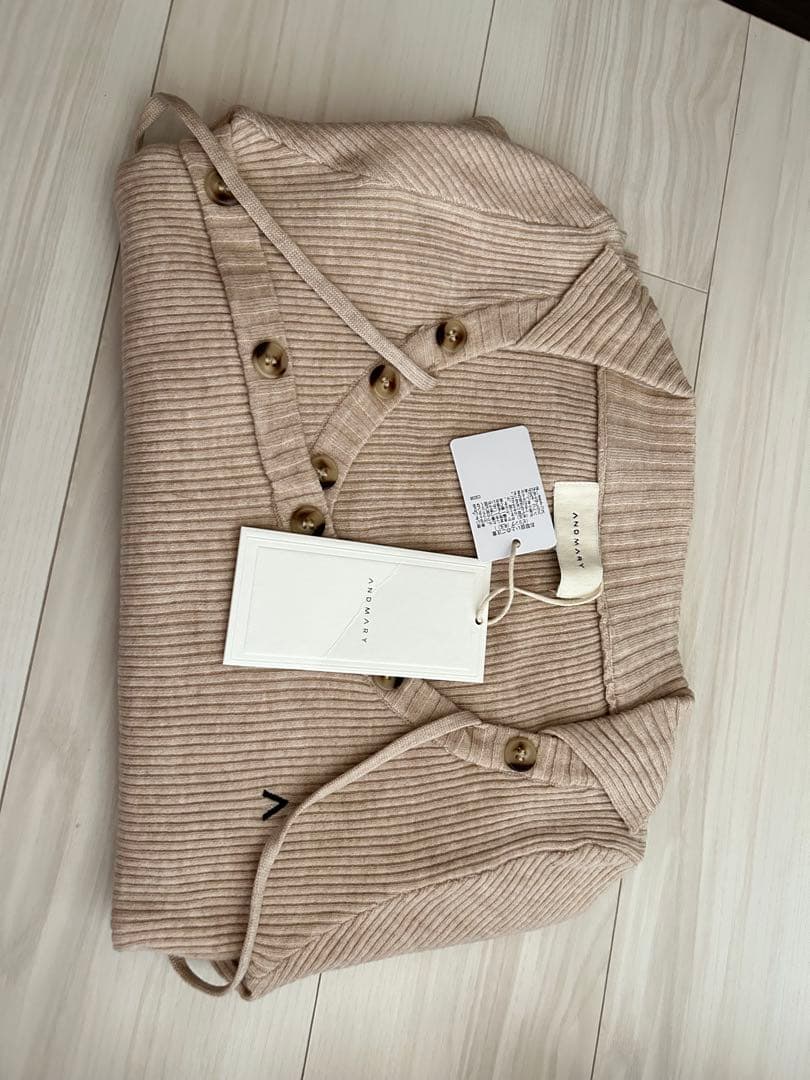 トップス andmary Anita button knit tops beige