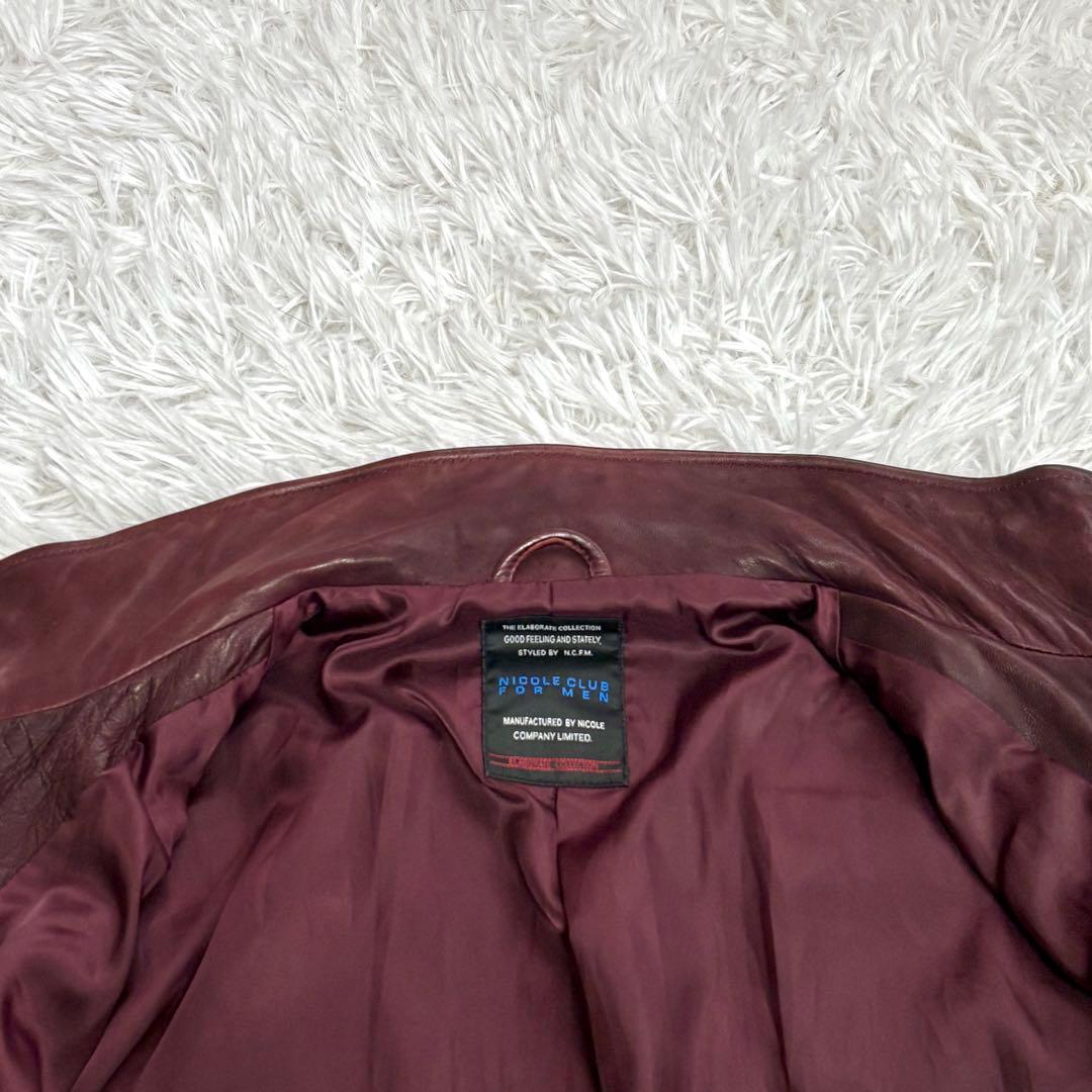✨美品✨ NICOLE レザージャケット L　ボルドー　羊革　48 レッド
