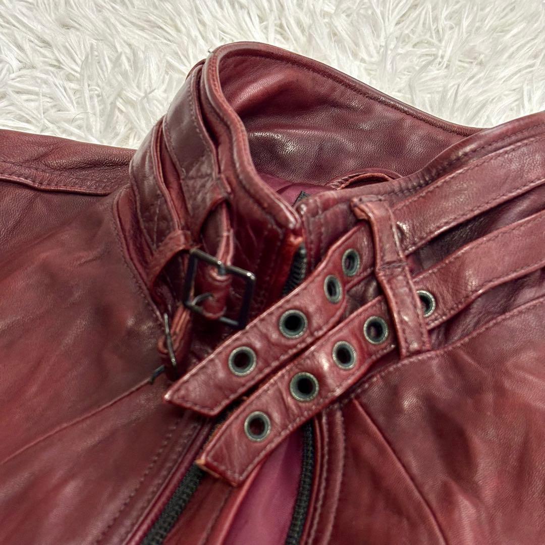 ✨美品✨ NICOLE レザージャケット L　ボルドー　羊革　48 レッド