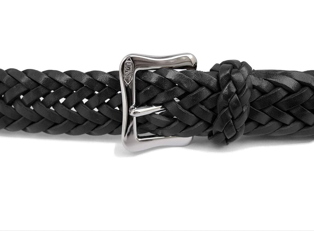 J&M DAVIDSON ブラックレザー編み込みベルト