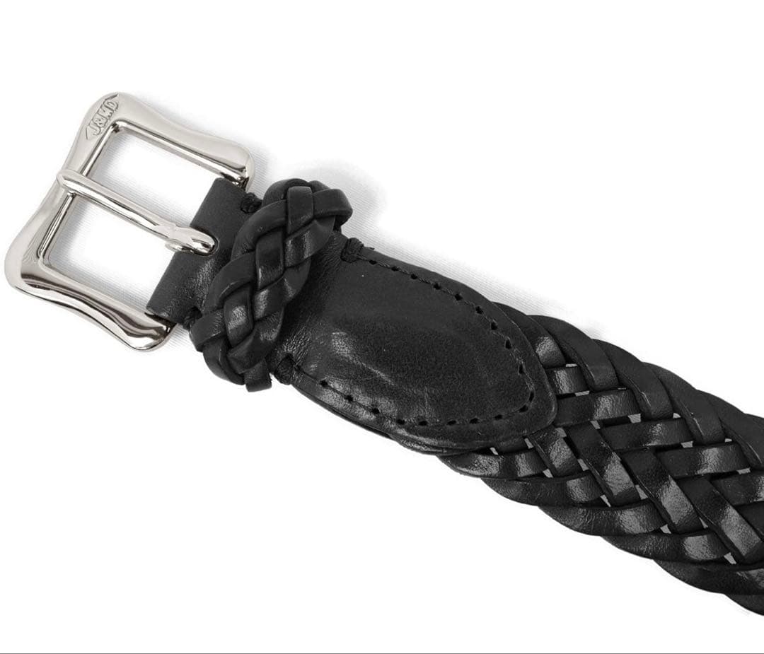 J&M DAVIDSON ブラックレザー編み込みベルト