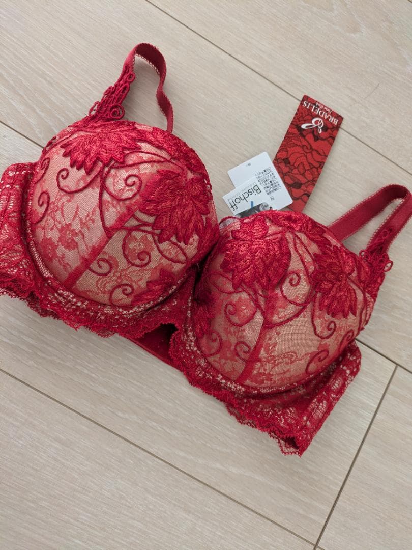 新品タグ付 ブラデリスニューヨーク ジャクリーン ブラ＆ショーツ F65 M 赤