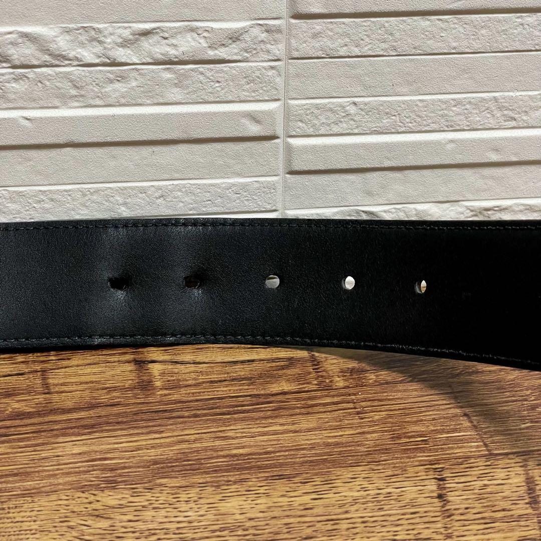 グッチ GG バックル ベルト シマ レザー 黒 シルバー グッチシマ.