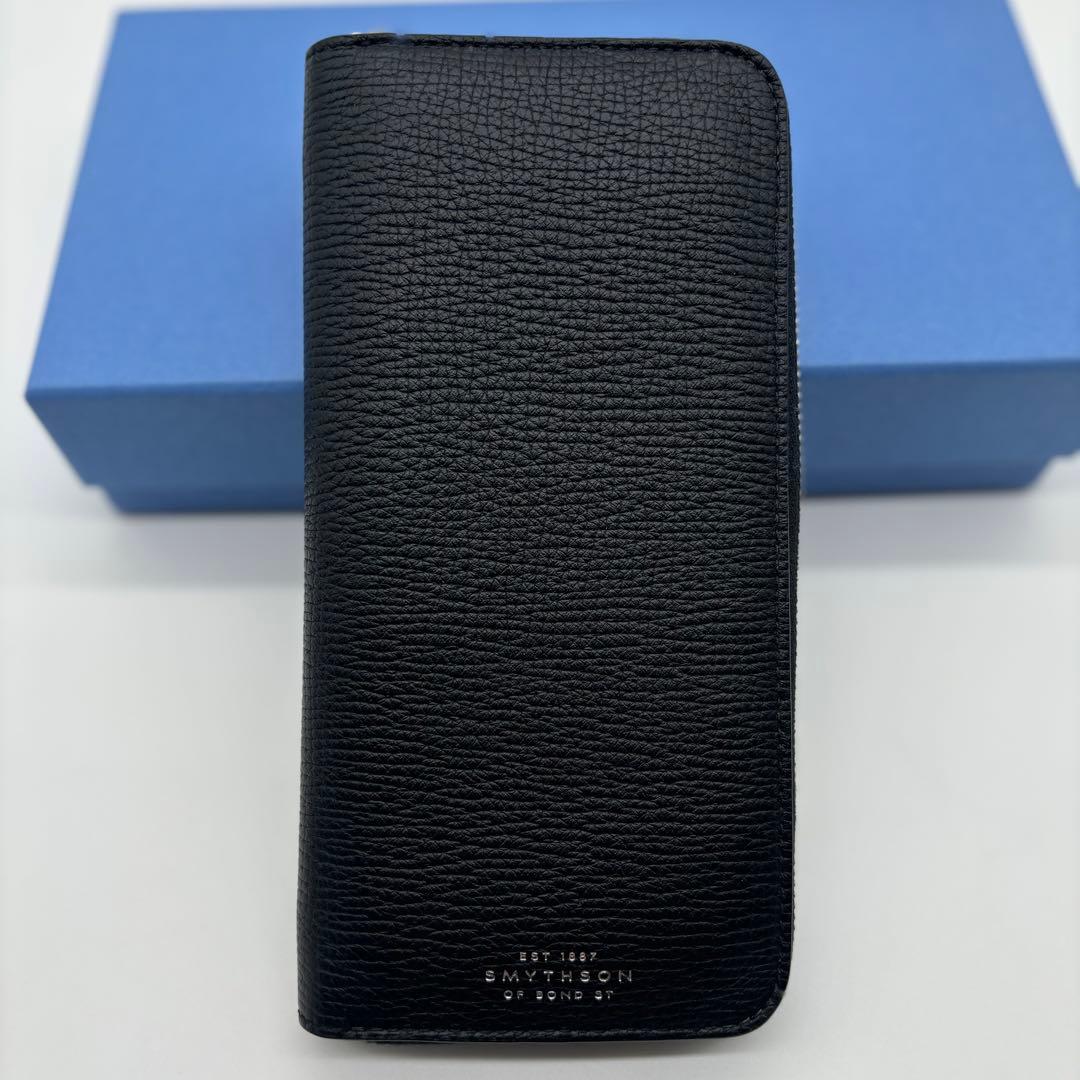 【未使用品】 SMYTHSON スマイソン ラウンドファスナー長財布 ブラック