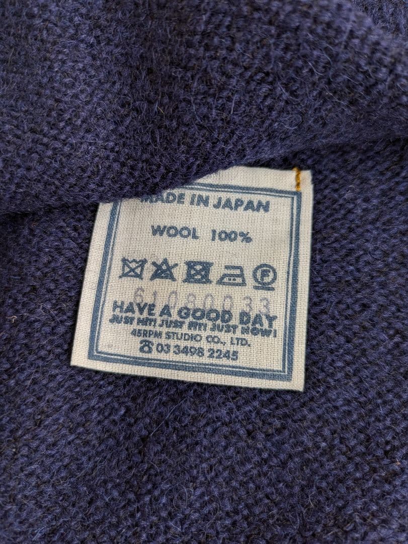 美品【45r】シェットランド超ガーゼのビッグスリット NAVY(クリーニング済)