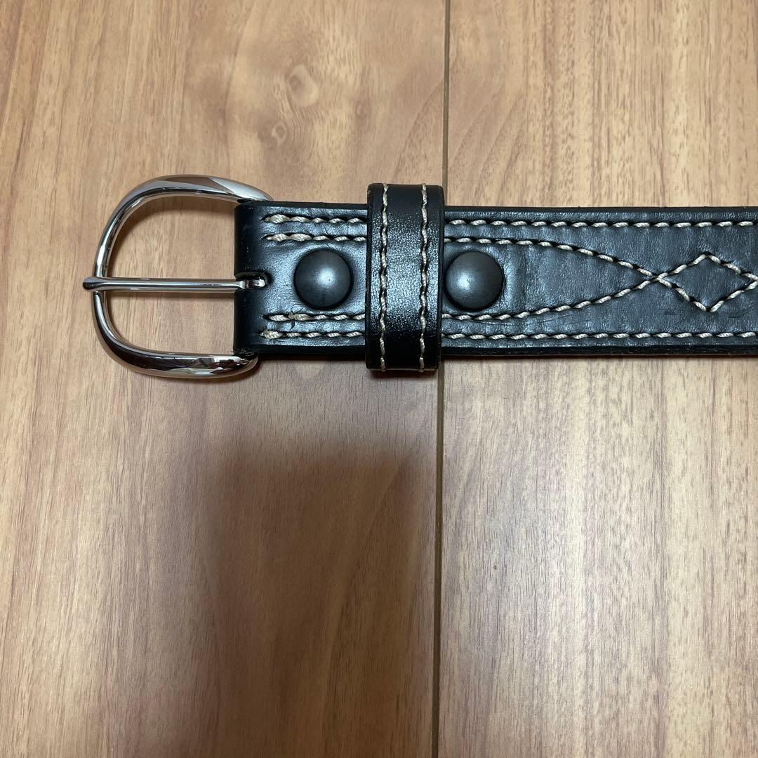 ＡＫＥＲ　ステッチ入り黒レザーベルト