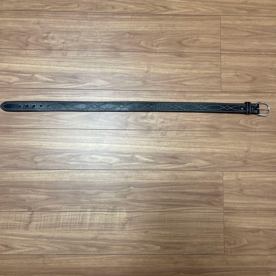 ＡＫＥＲ　ステッチ入り黒レザーベルト