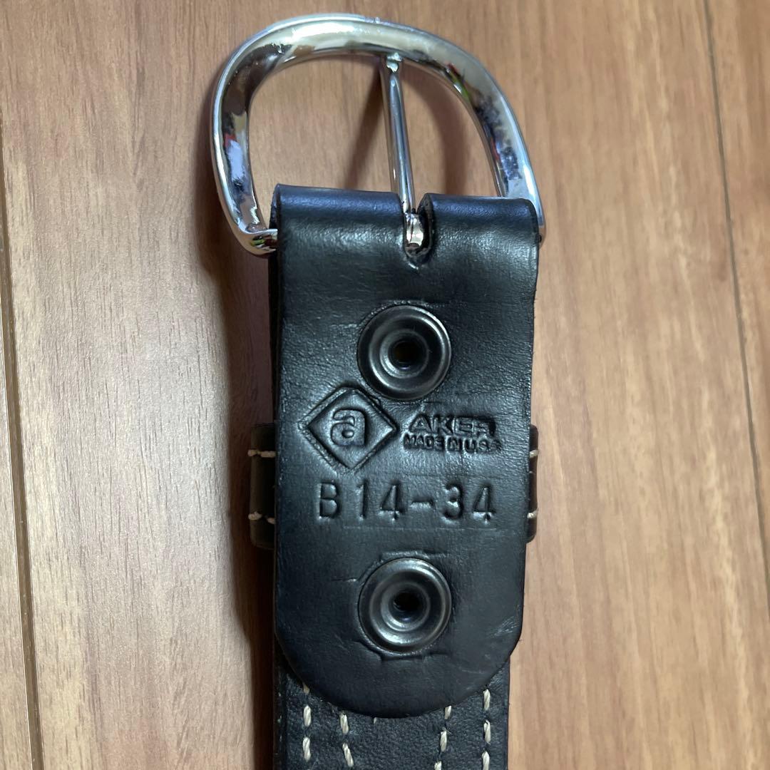 ＡＫＥＲ　ステッチ入り黒レザーベルト