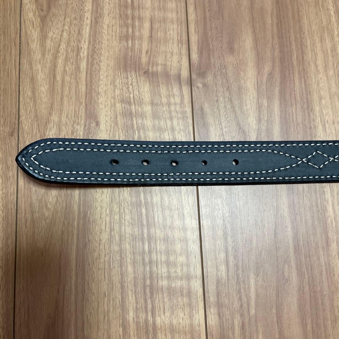 ＡＫＥＲ　ステッチ入り黒レザーベルト