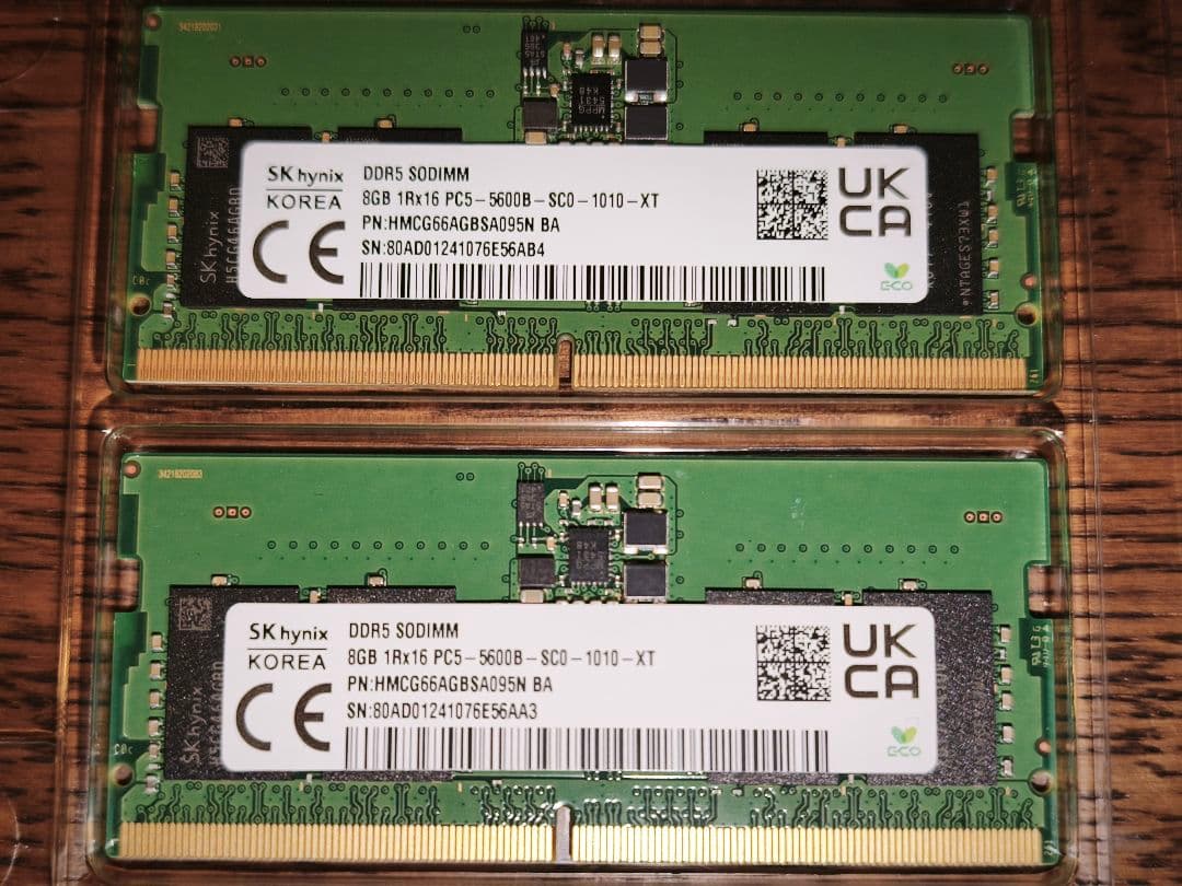 【16GB】SKhynix DDR5 SODIMM PC5-5600 8GB×2