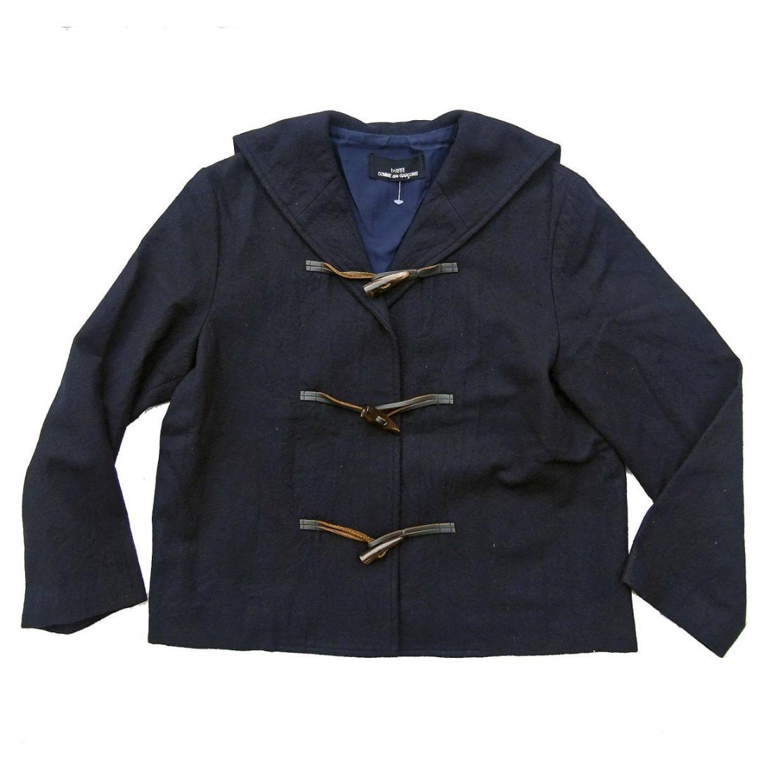 AD1992トリココムデギャルソン) セーラーカラーショート丈ダッフルコート黒