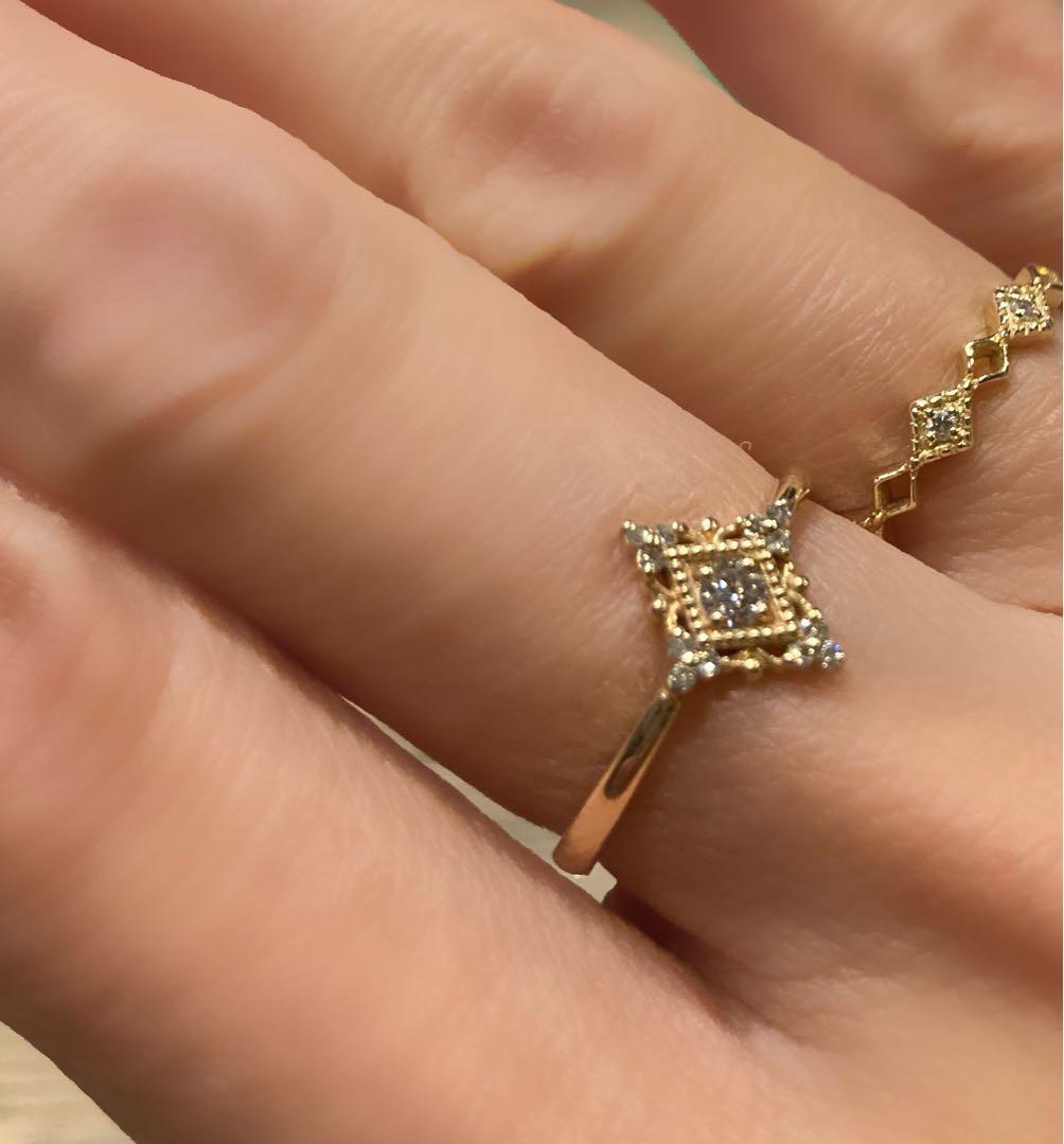 ゴールド ダイヤ型リング