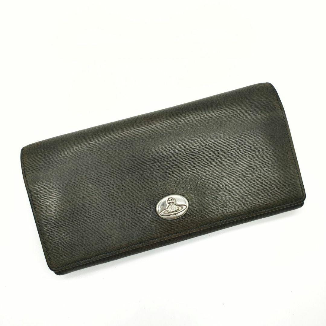 美品 ヴィヴィアンウエストウッド 長財布 カーキ オーブ