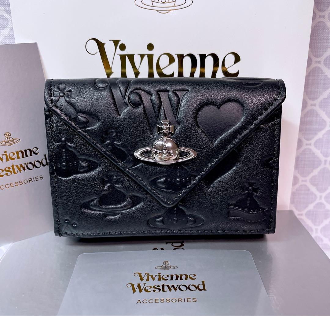 【内柄も素敵☆最新】Vivienne Westwood 三折財布 マットブラック