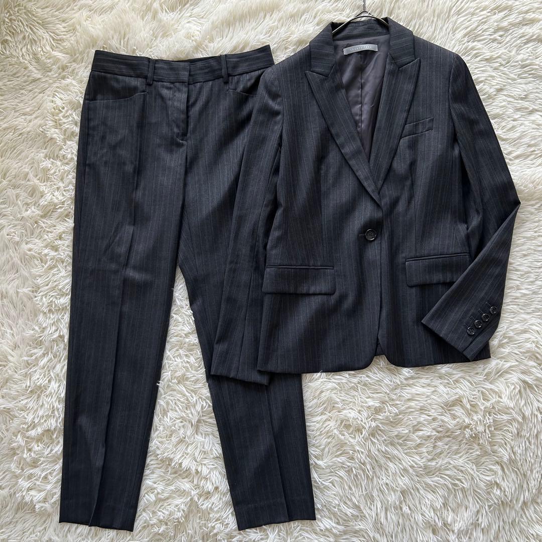 近年 セオリーリュクス パンツスーツ 最高級生地 ロロピアーナ グレー シルク混