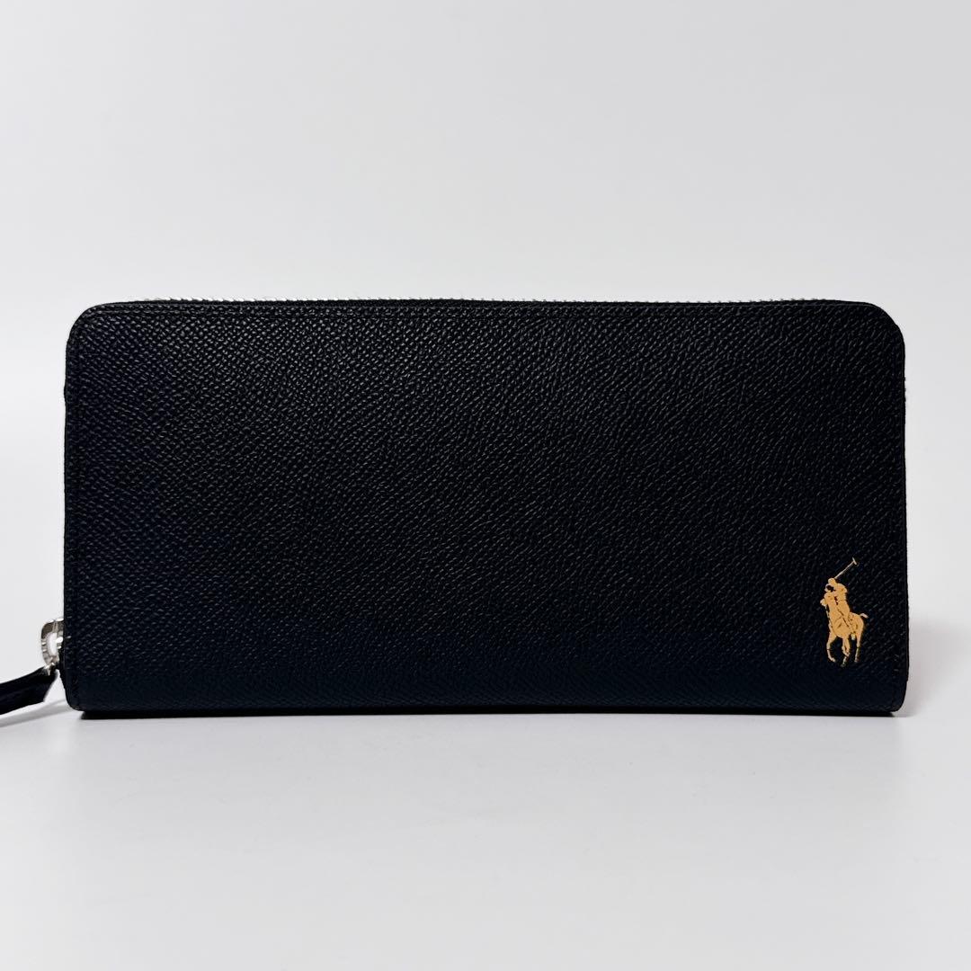 【未使用級】ポロ ラウンドジップ レザー ウォレット ブラック 箱付き