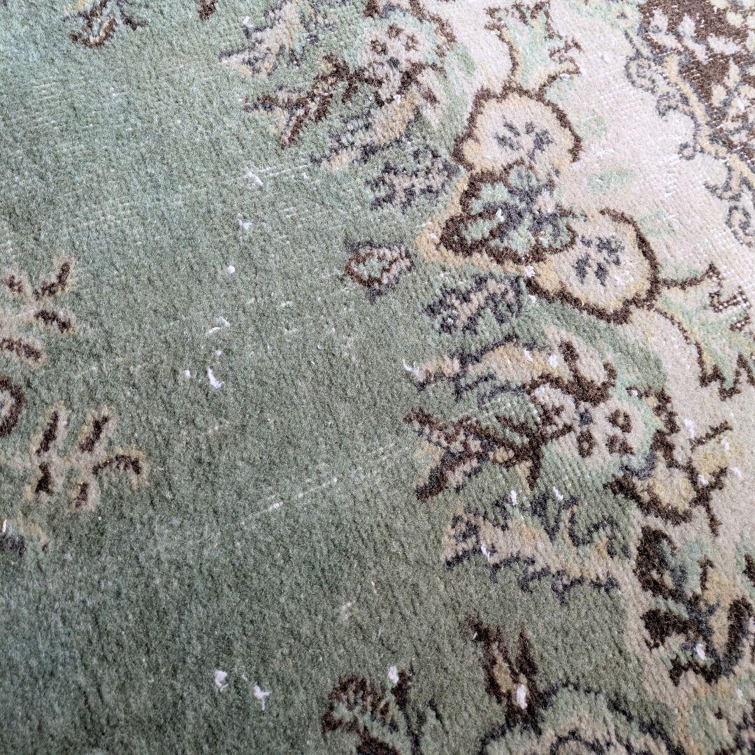 116×219 メダリオングリーン　トルコヴィンテージラグ