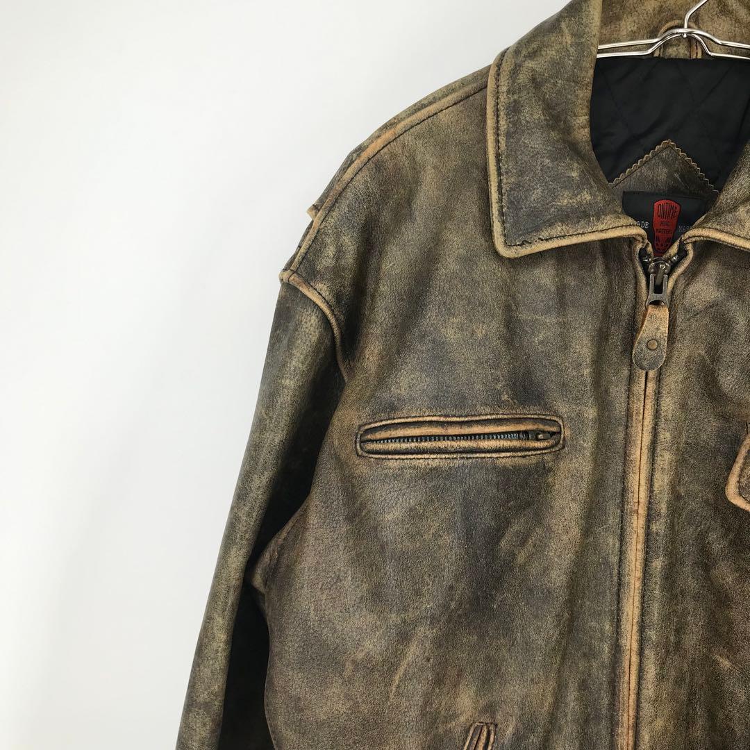 G.S.C ON TIME　レザージャケット　L　ライダース　ブラウン