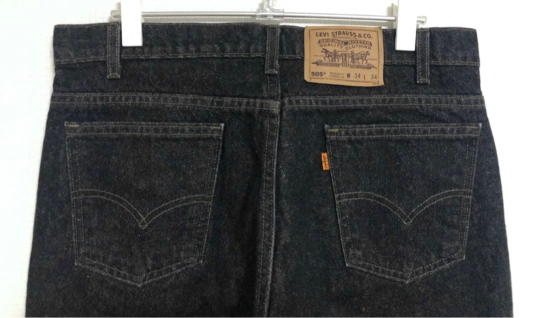 デッド 先染めブラック USA製 90s リーバイス 505 デニムパンツW34