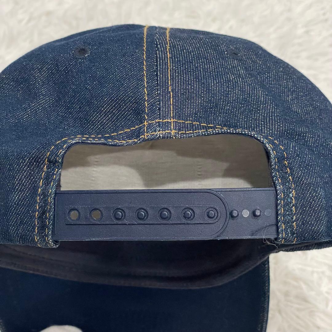 STUSSY 90~00s 6パネル　デニムキャップ　レザーパッチ　オールド