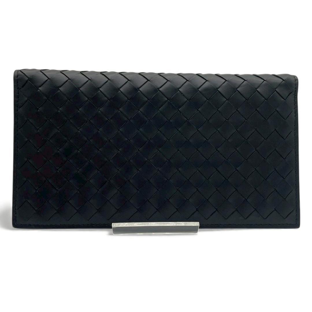 Y【新品未使用】ボッテガヴェネタ イントレチャート 二つ折り長財布 ブラック