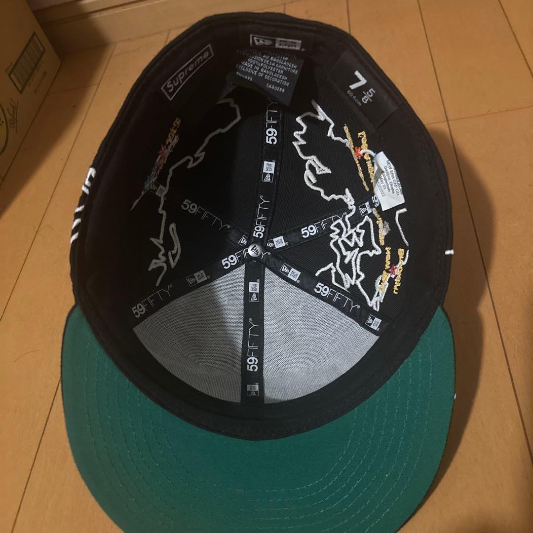 Supreme 地図刺繍 ベースボールキャップ 黒