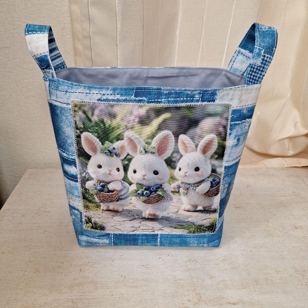 激レアパネル生地　ハンドメイド　布バスケット