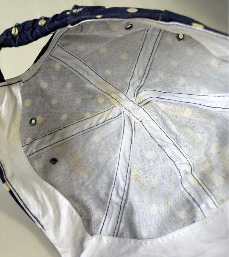 90's VINTAGEドット柄ロングビルキャップ帽子古着フェードCAP90年代