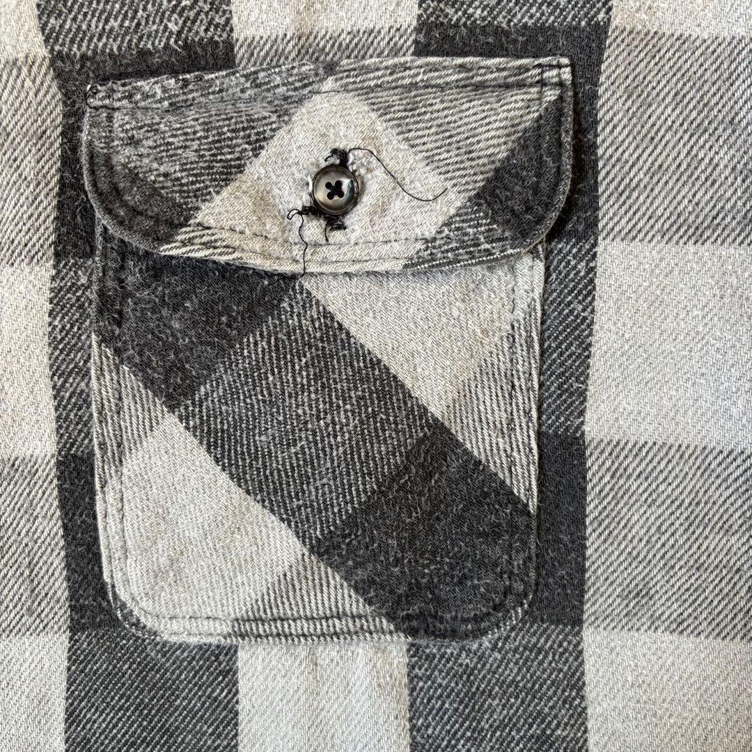 90s USA製 Prentiss ブラック グレー ヘビネル ネルシャツ XL