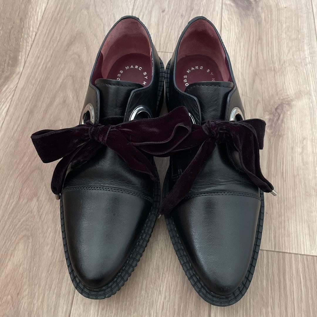 マークバイ　マークジェイコブス　リボン　ローファー 厚底　靴　シューズ　黒　37