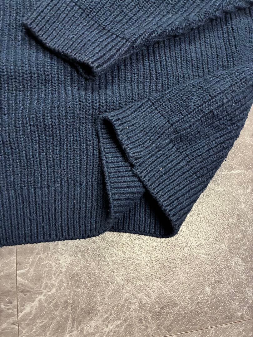 USA製 Eddie Bauer ネイビー ヘンリーネック ニット コットン