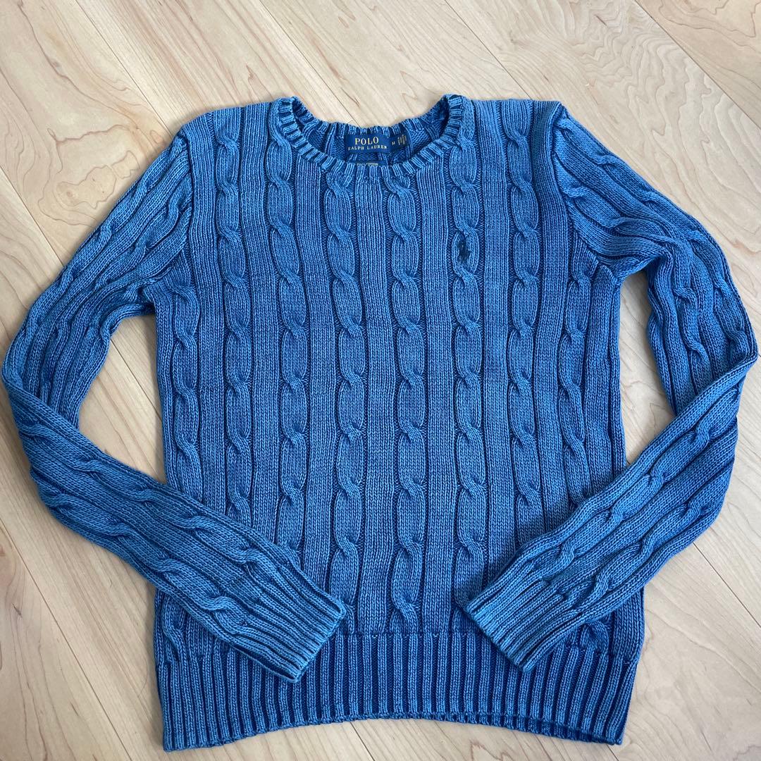 新品未使用POLO RALPHLAUREN デニムブルーケーブル編み長袖ニット