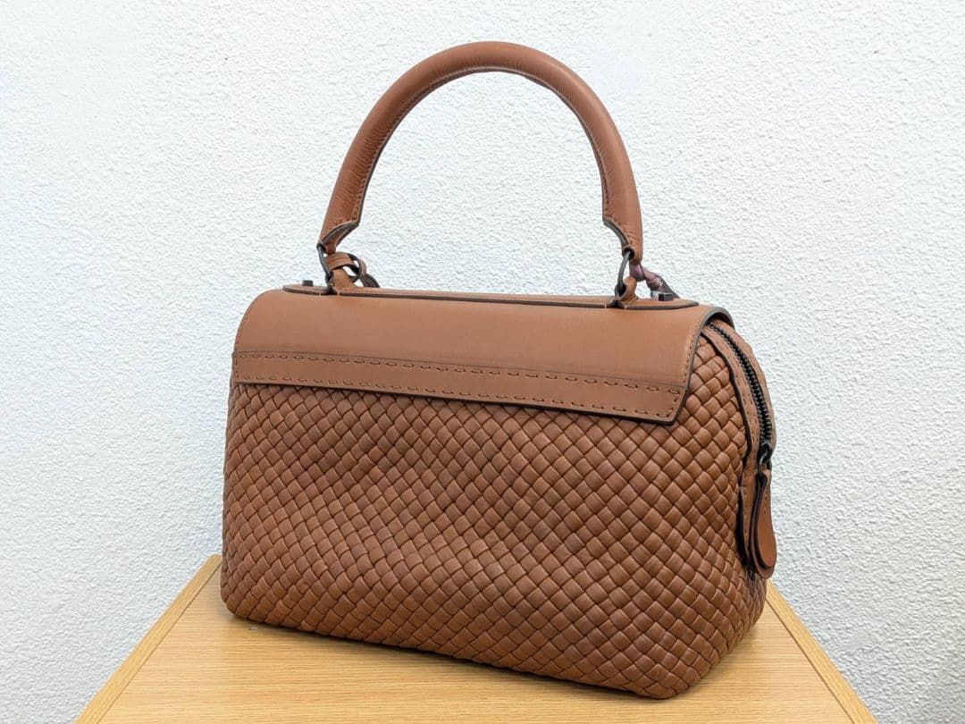 【未使用】FAROLNI ファロルニ イントレチャートレザー トート バッグ 茶