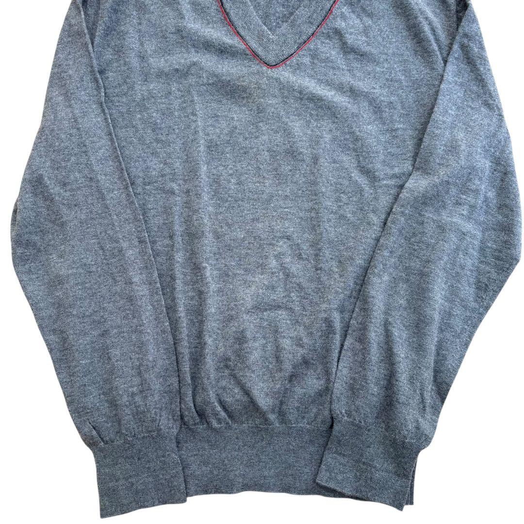 エルメス 未使用級 カシミヤ100% Vネック セーター ニット グレー L