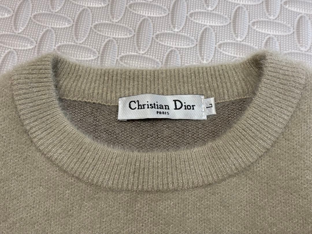 Christian Dior ロゴ入りセーター グレー系Lサイズ　オブリーク