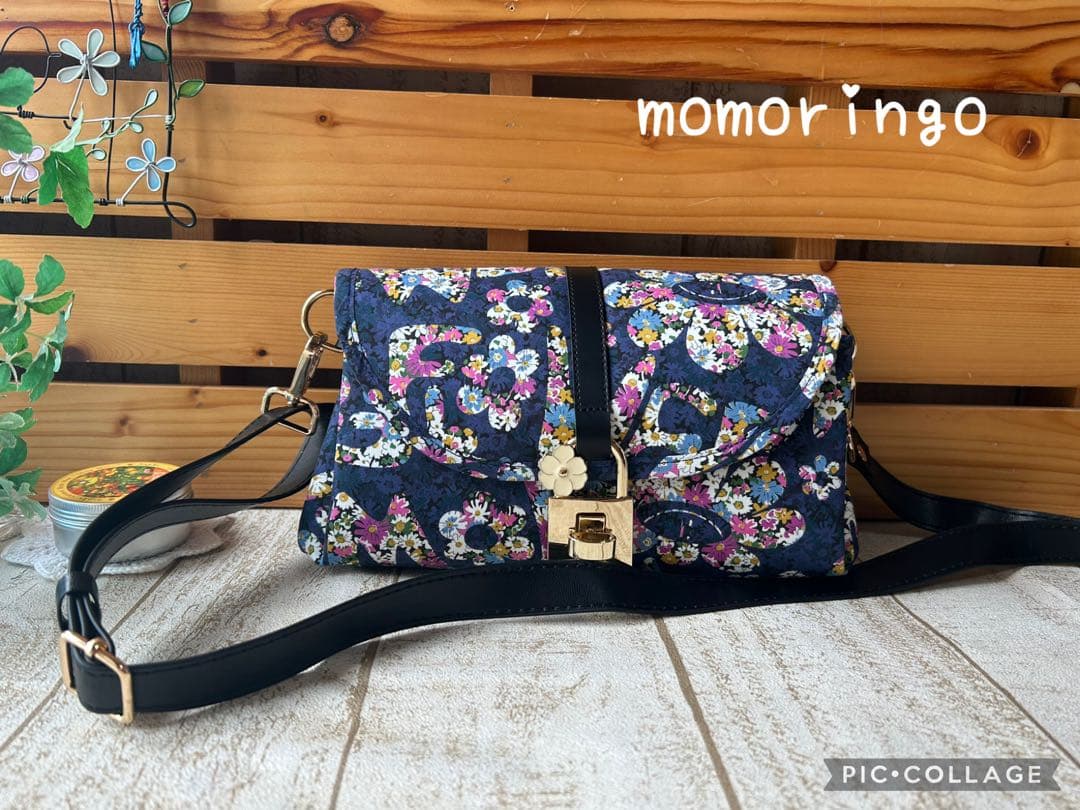 Minyonperi♡アコーディオンお財布ショルダーリバティフラワーパワー