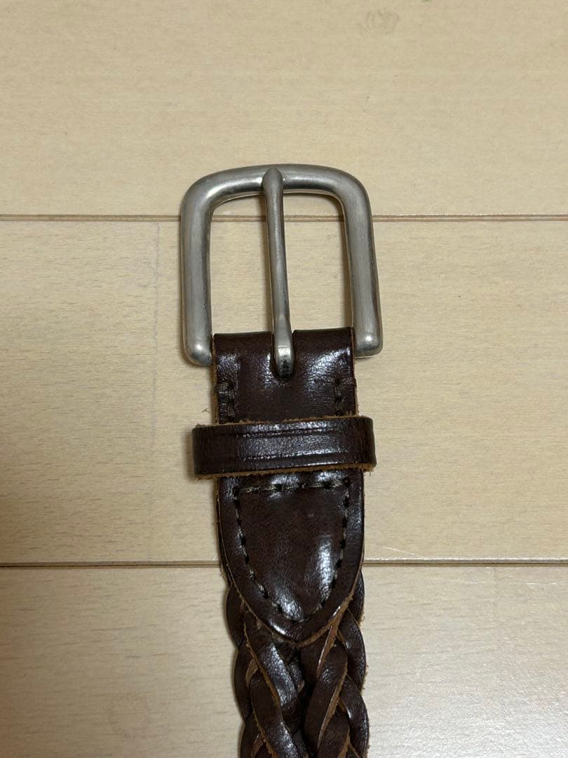 Whitehouse Cox レザーメッシュベルト ダークブラウン　34/85