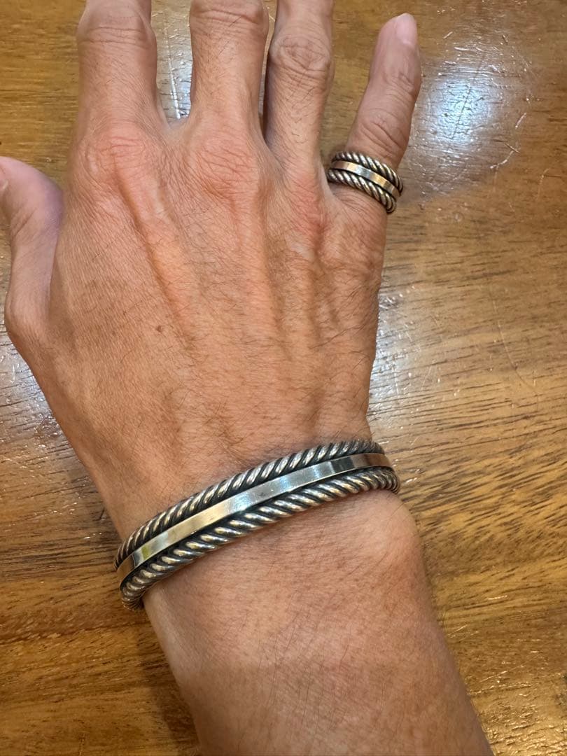 スターリングシルバー ツイストブレスレットとリングセット　スティーブアルビソ