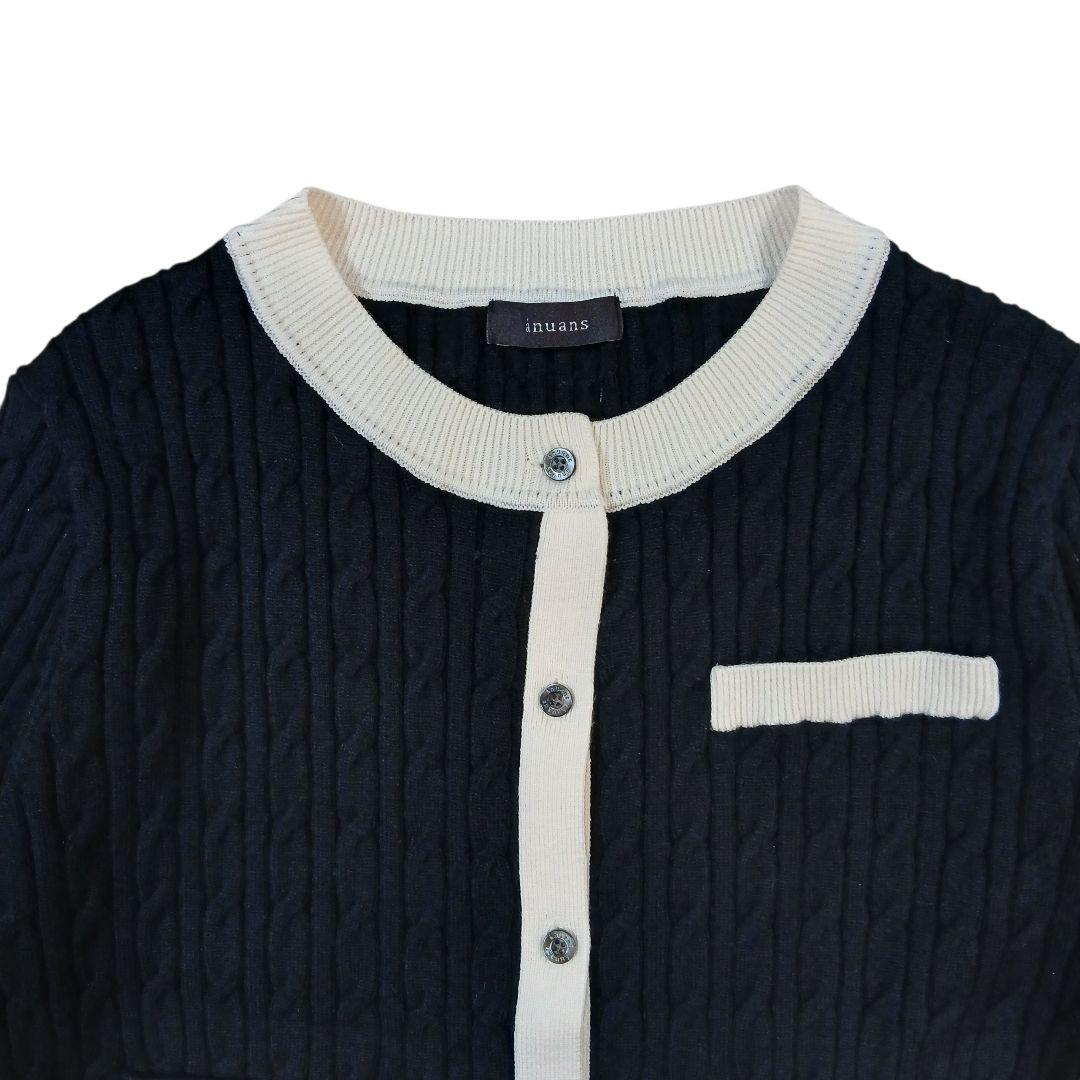 【新品タグ付】anuans リトルケーブルニットカーディガン ブラック ホワイト