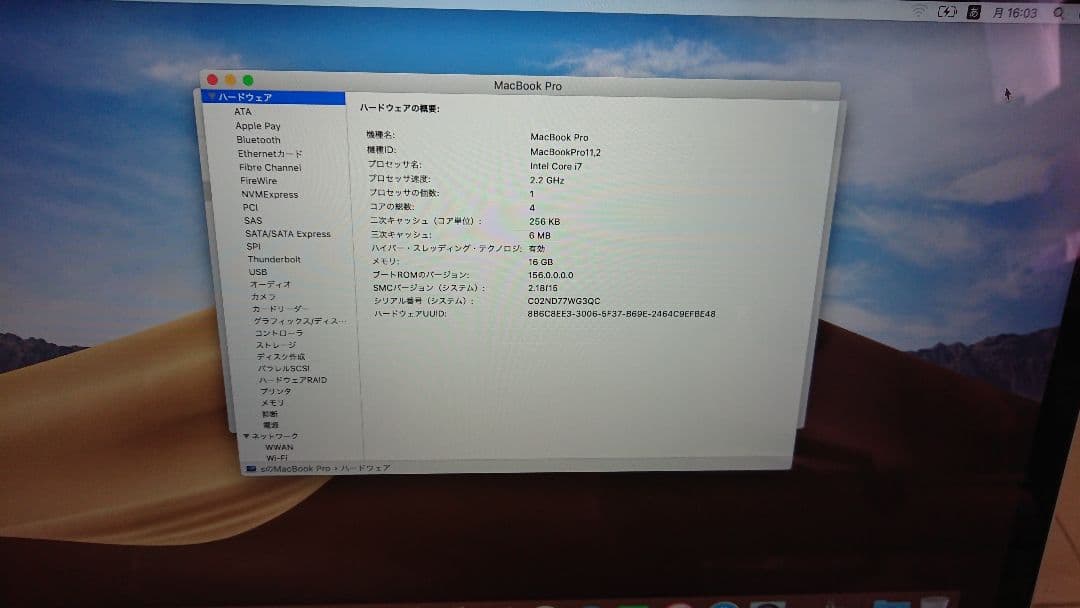 スマホ・タブレット・パソコン APPLE MacBook Pro 256GB MGXA2J/A