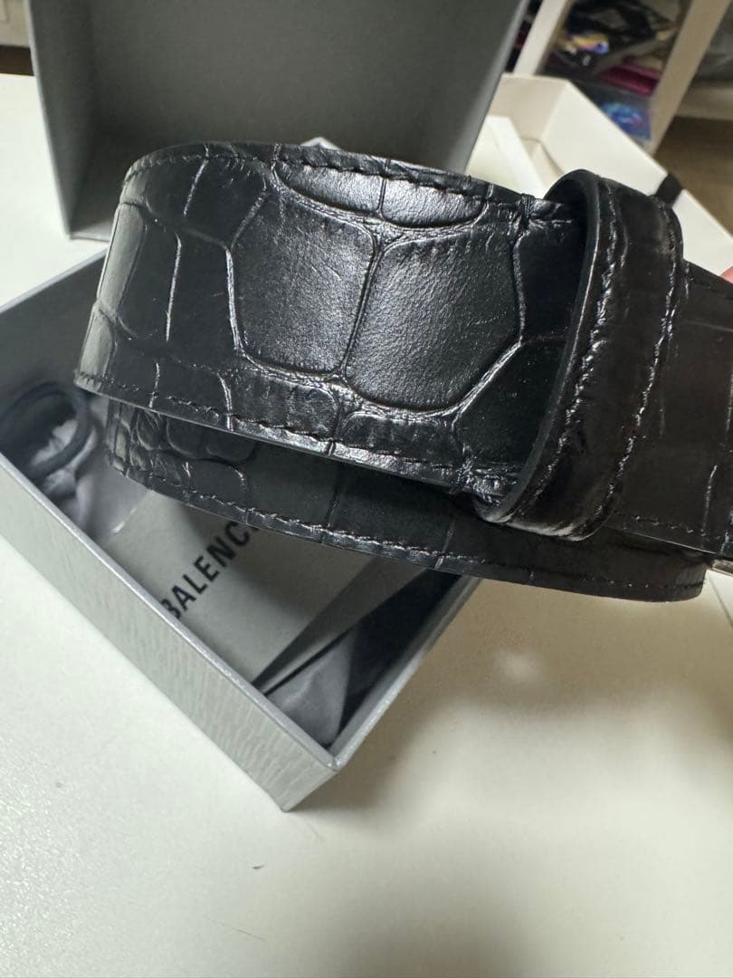 BALENCIAGA ロゴバックル クロコダイルベルト