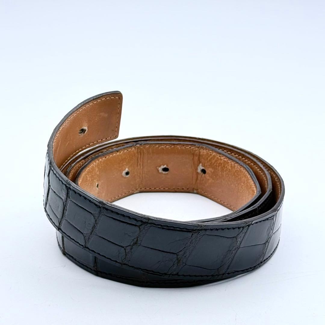 エルメス　コンスタンス　ベルトのみ　ブラック　クロコ型押し　リバーシブル　メンズ