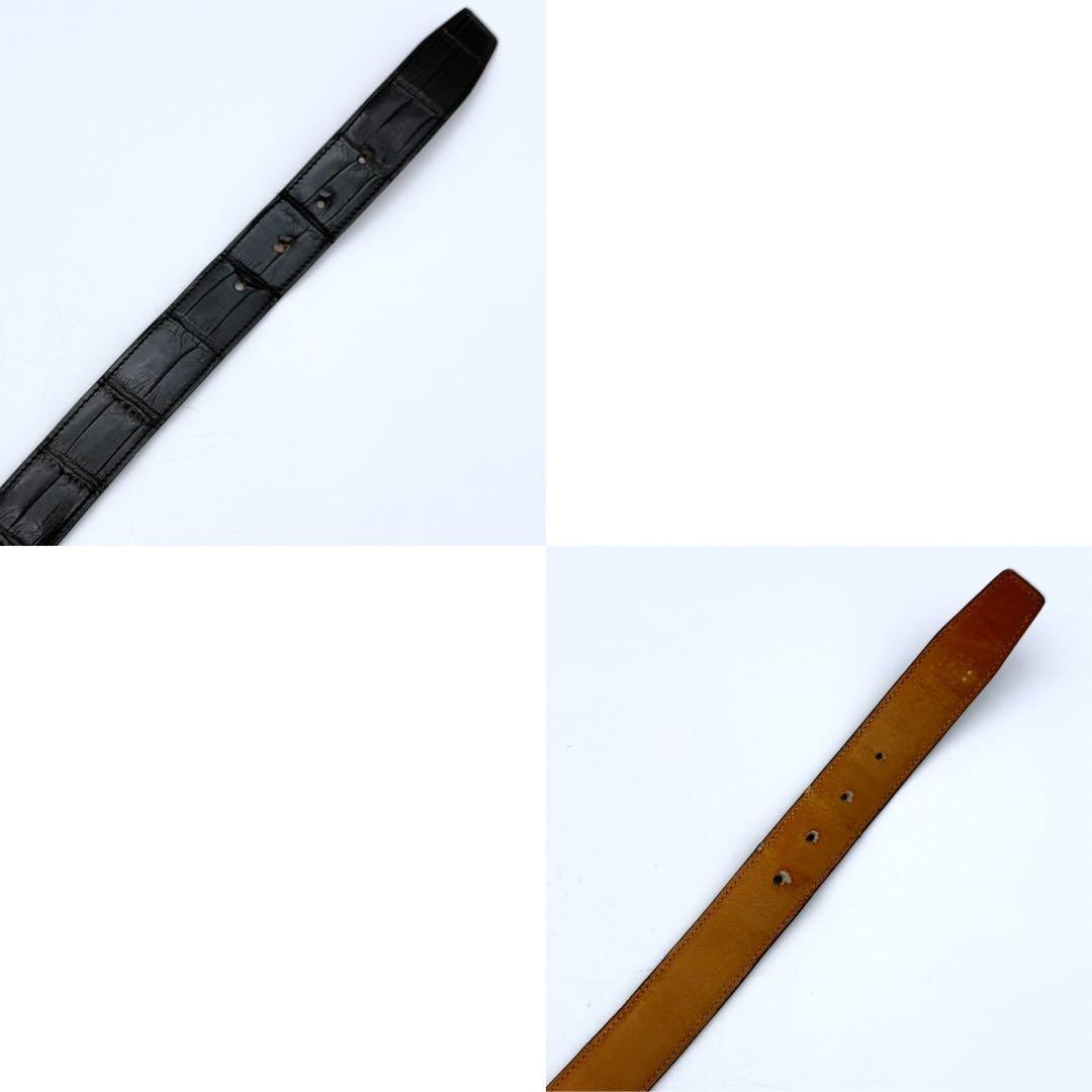 エルメス　コンスタンス　ベルトのみ　ブラック　クロコ型押し　リバーシブル　メンズ