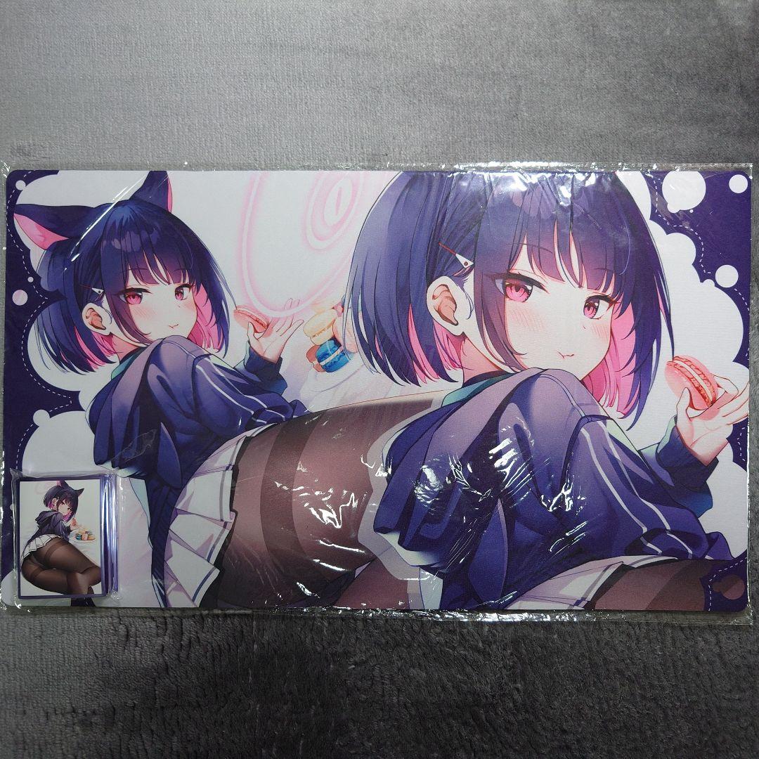 α4 ブルアカ 黒ストッキング&マカロン 杏山カズサ スリーブ&プレイマット