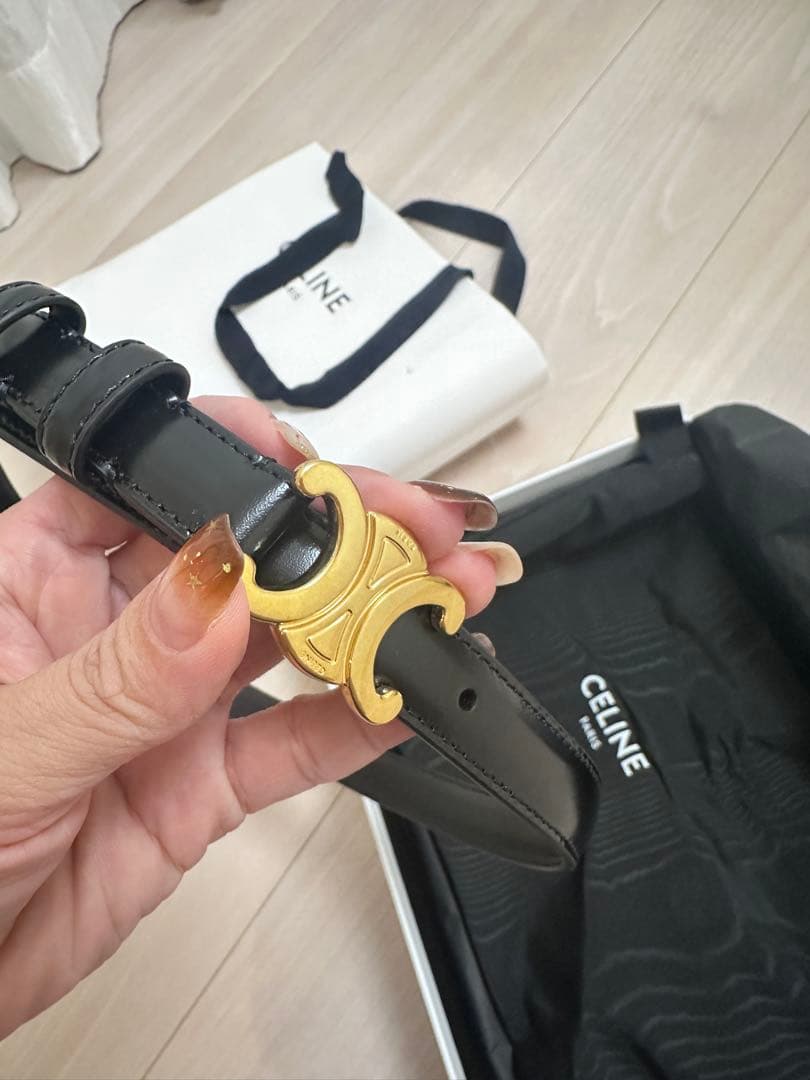 CELINE ブラックベルト ゴールド金具