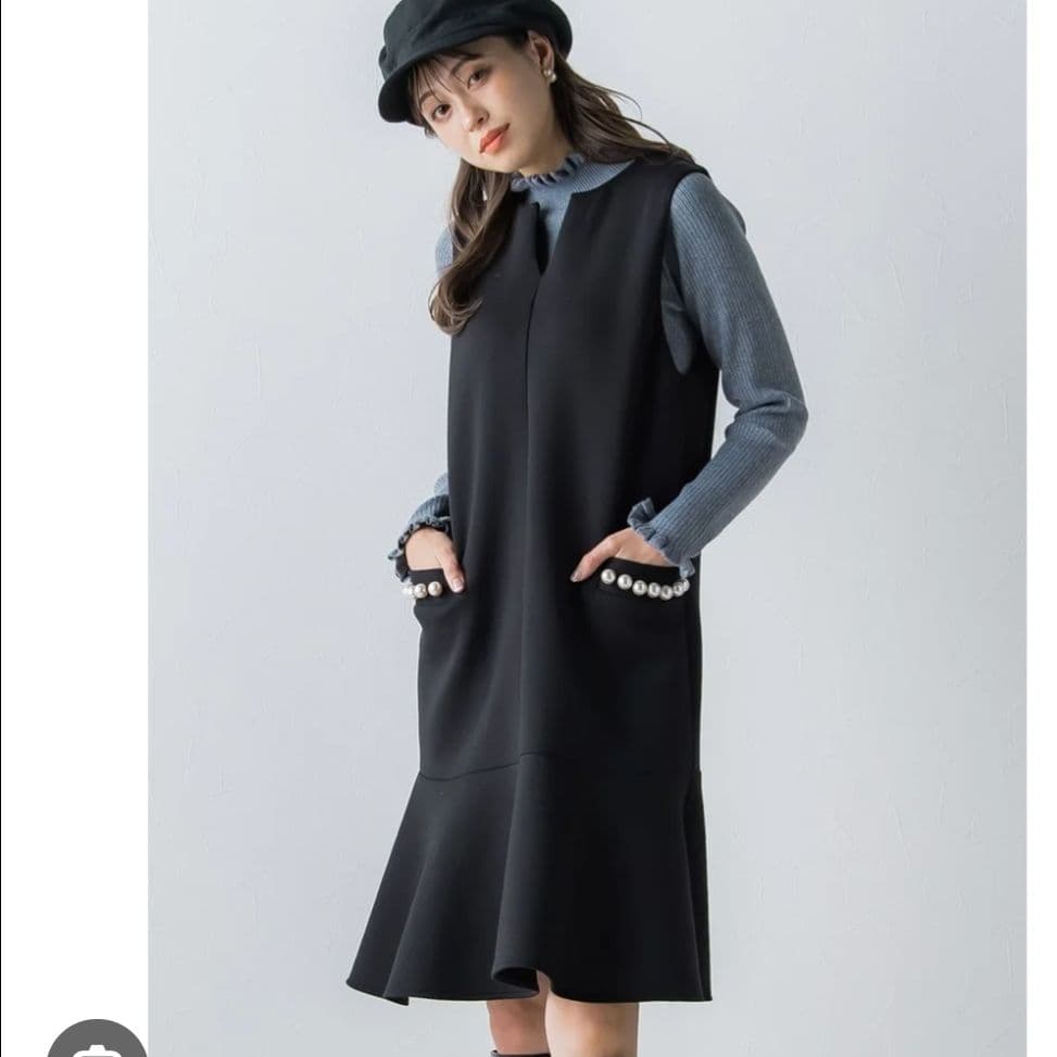 クイーンズコートパール付きレイヤードワンピース 5サイズ未使用