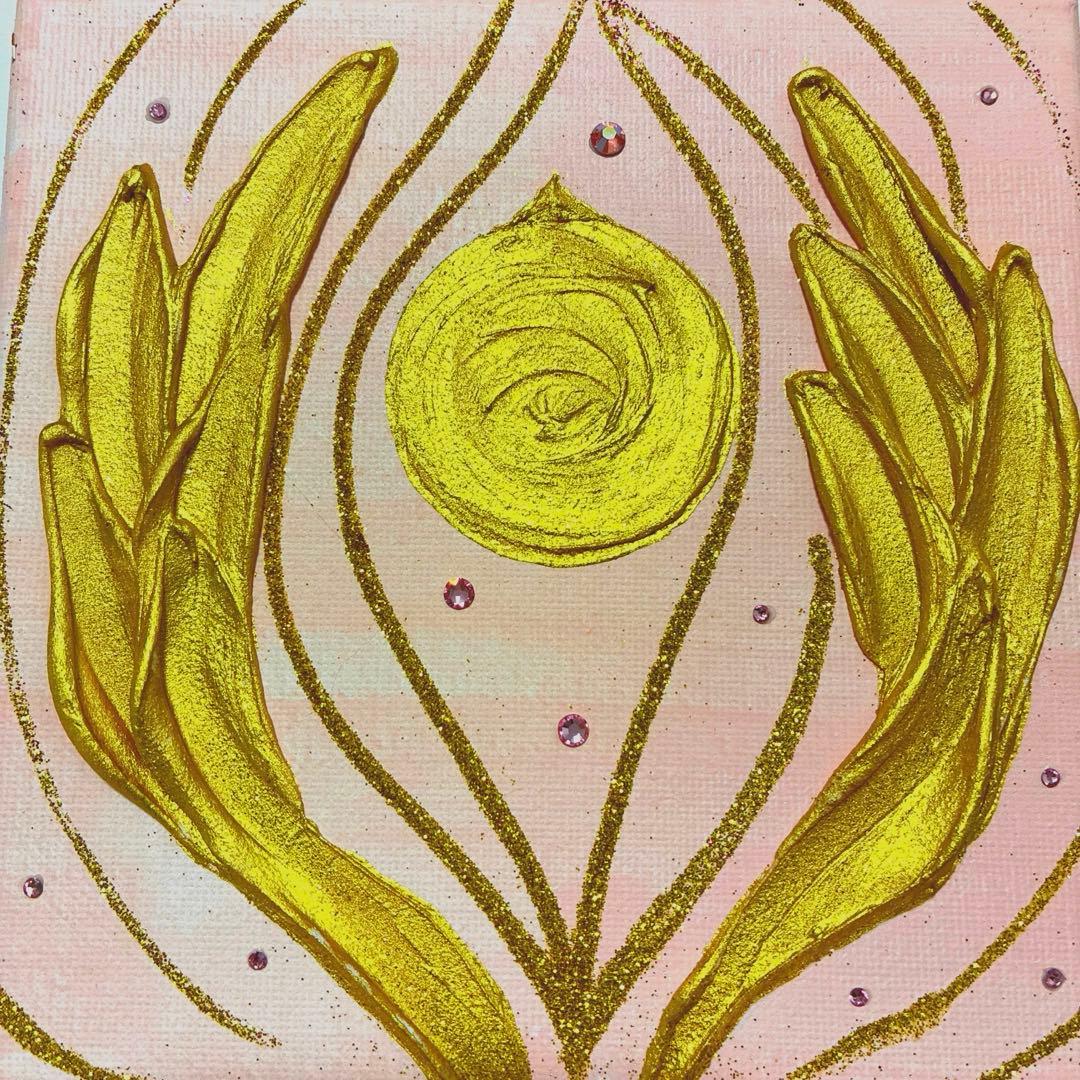 開運絵画　龍神様　宝珠　観音様の手　金箔　祈願成就　金箔