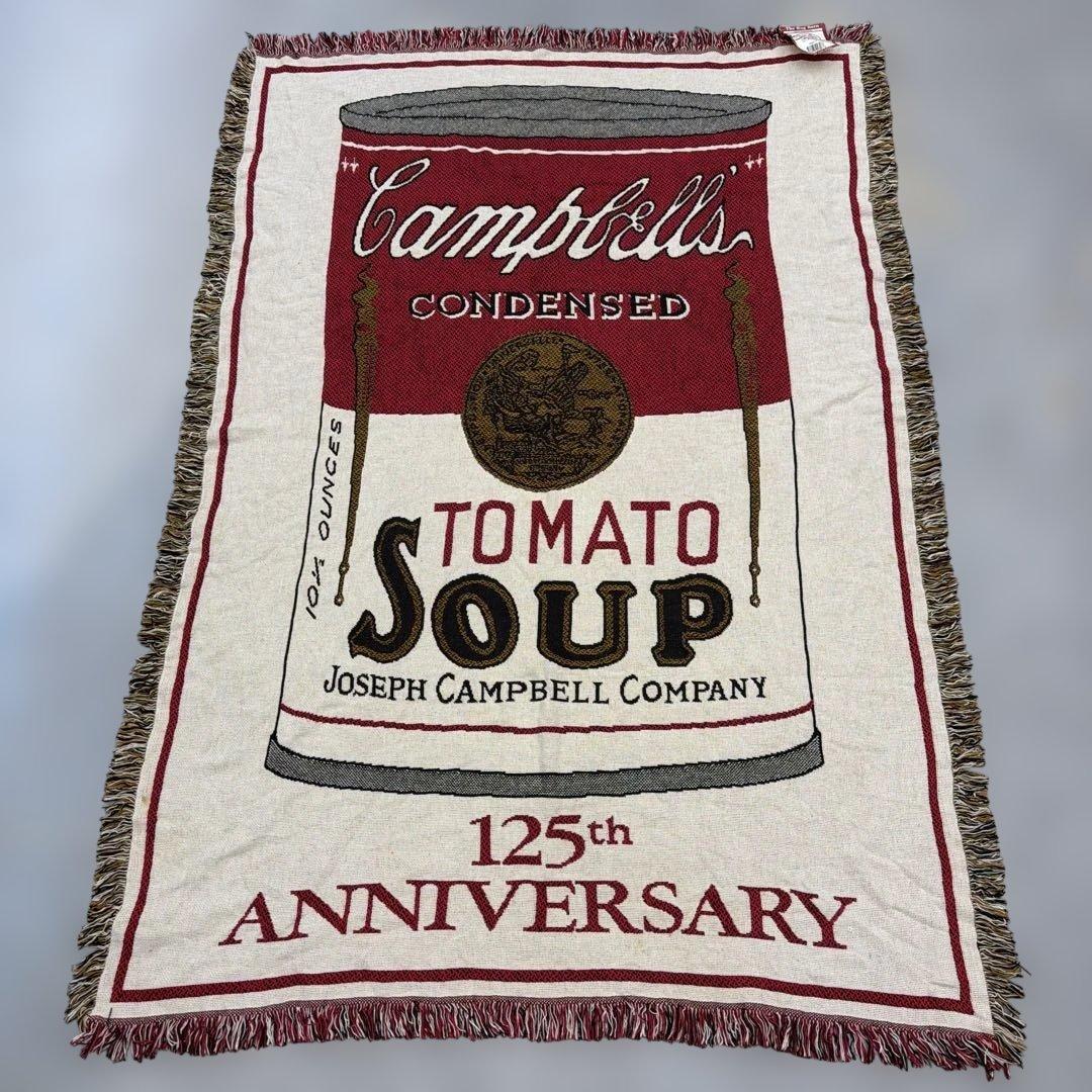デッドストック　キャンベルスープ　マルチカバー　ソファカバー　ラグ184x127