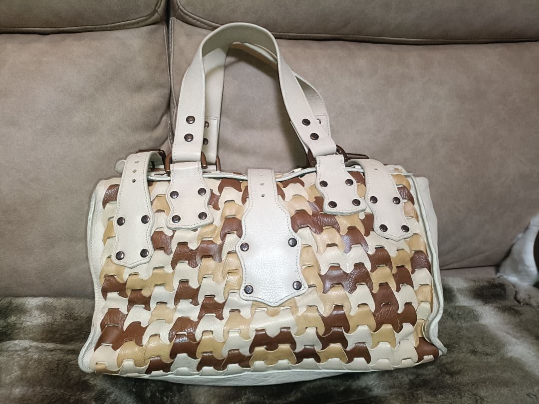 MULBERRY マルベリー ロクサンヌ トライトーンウーブンレザーサッチェル