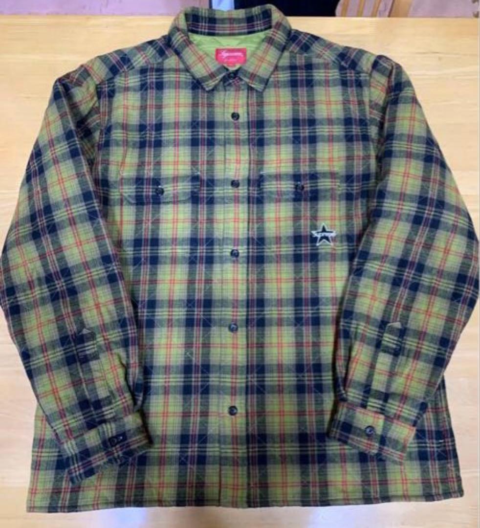 supreme quilted plaid flannel shirt サイズM